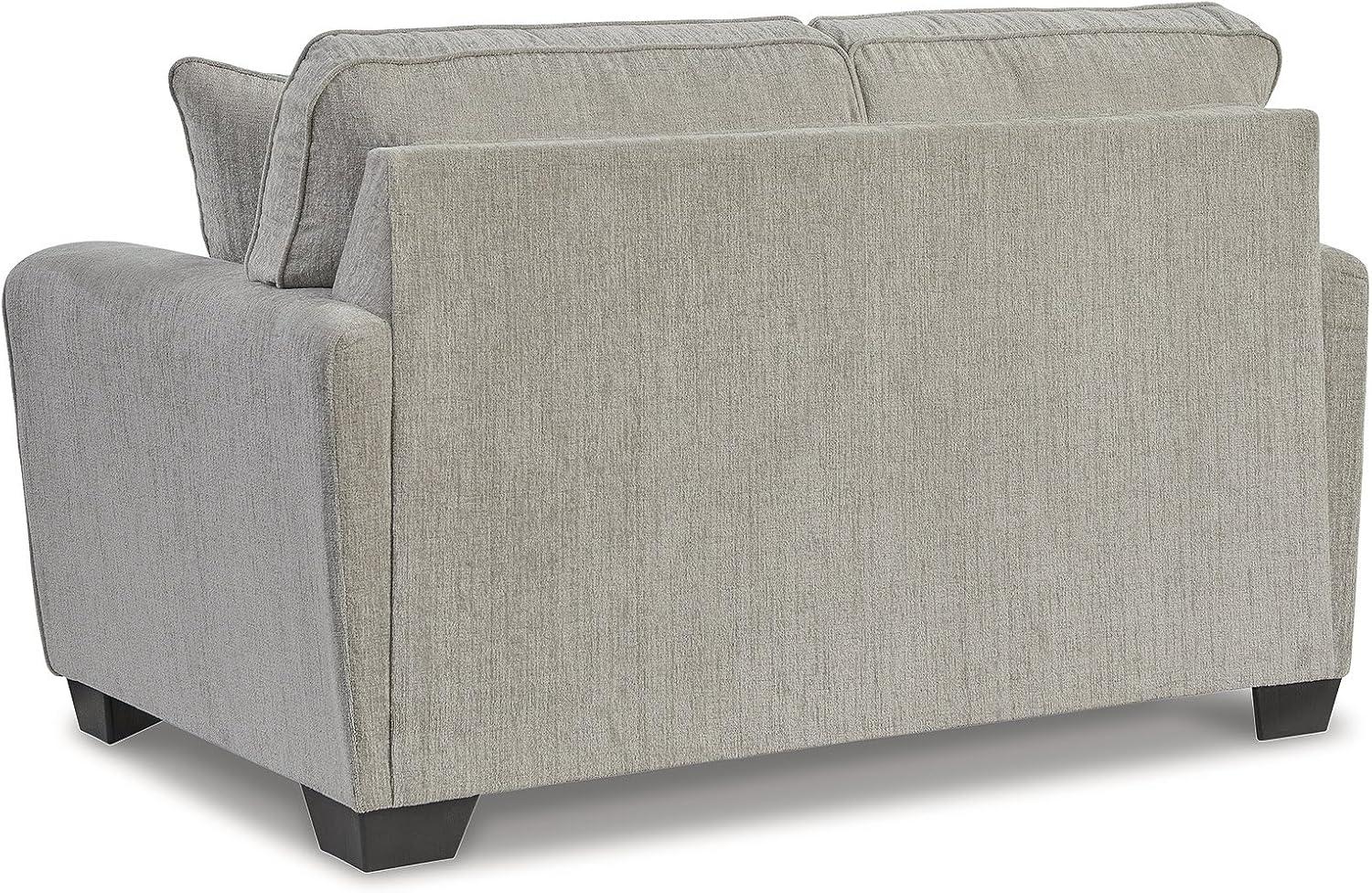 imageSignature Design by Ashley Cashton Contemporary Loveseat Exposed Feed With Faux Wood Finish Accent Pillows Fabric Upholstery 63quot W x 38quot D x 39quot H BlueLight Gray