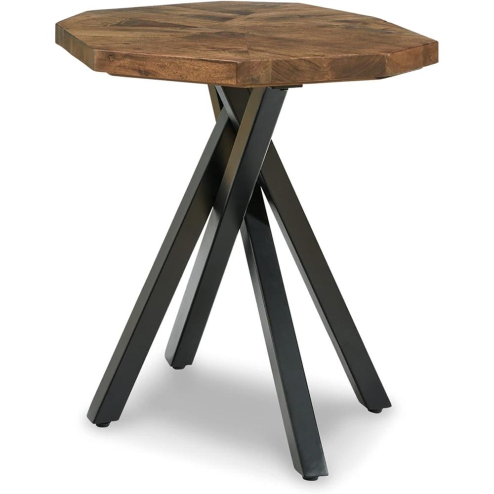 imageSignature Design by Ashley Haileeton Industrial End Table Light Brown ampamp Black