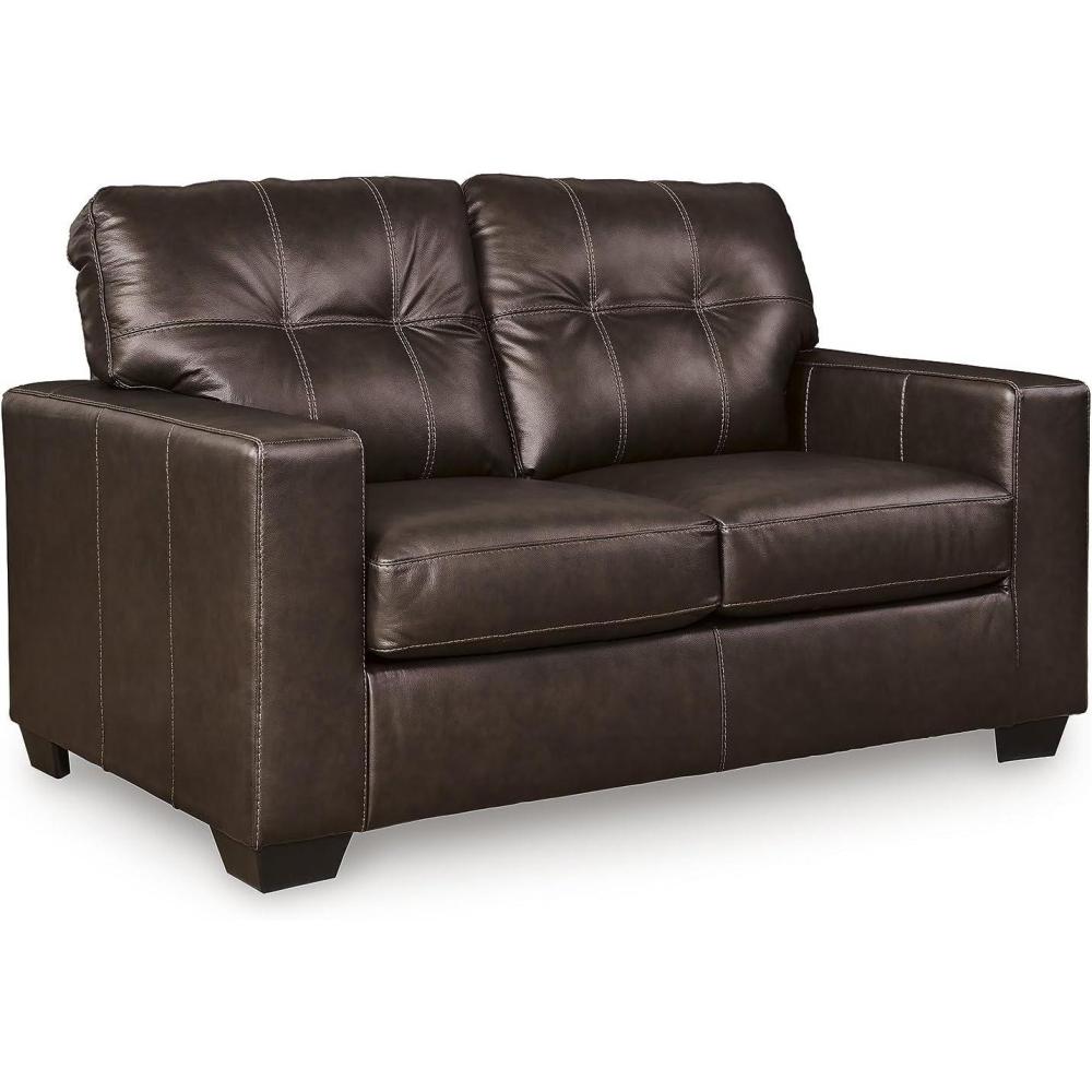 imageSignature Design by Ashley Santorine Classic Leather Match Rectangular Ottoman for Living Room Dark BrownLoveseat