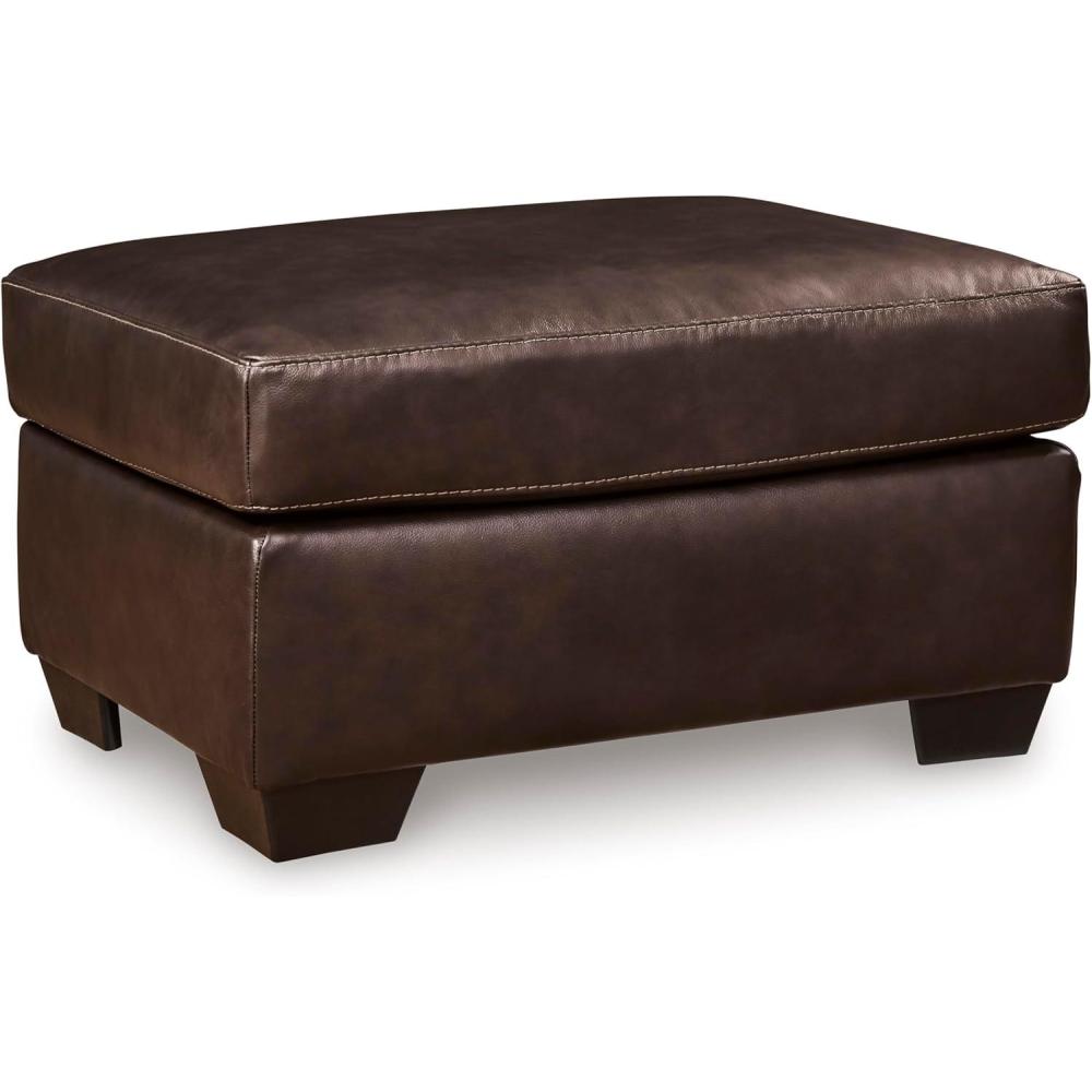 imageSignature Design by Ashley Santorine Classic Leather Match Rectangular Ottoman for Living Room Dark BrownOttoman