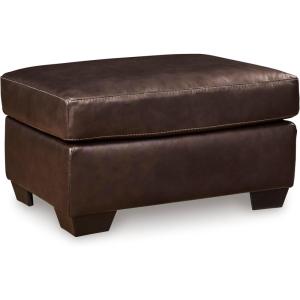 Signature Design by Ashley Santorine Classic Leather Match Rectangular Ottoman for Living Room, Dark Brown(Ottoman)