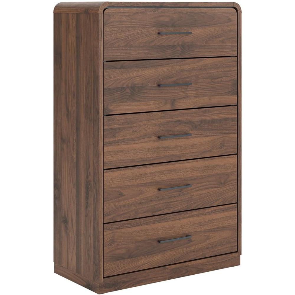 imageSignature Design by Ashley Chadworth Contemporary 5Drawer Chest with Walnut Finish Dark Brown