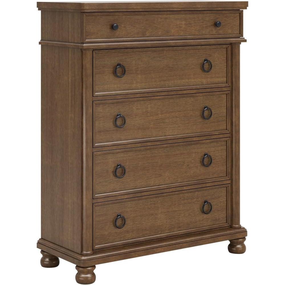 imageSignature Design by Ashley Greddinton Traditional 5Drawer Chest with Wood Finish Dark BrownDark Brown