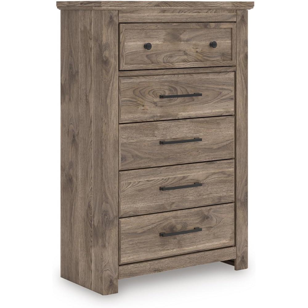 imageSignature Design by Ashley Stanziford Casual 5Drawer Chest with Wood Finish Dark Brown
