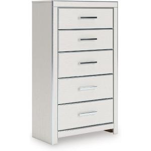 Signature Design by Ashley Ravalori Contemporary 5-Drawer Chest with Wood Finish, Black(White)