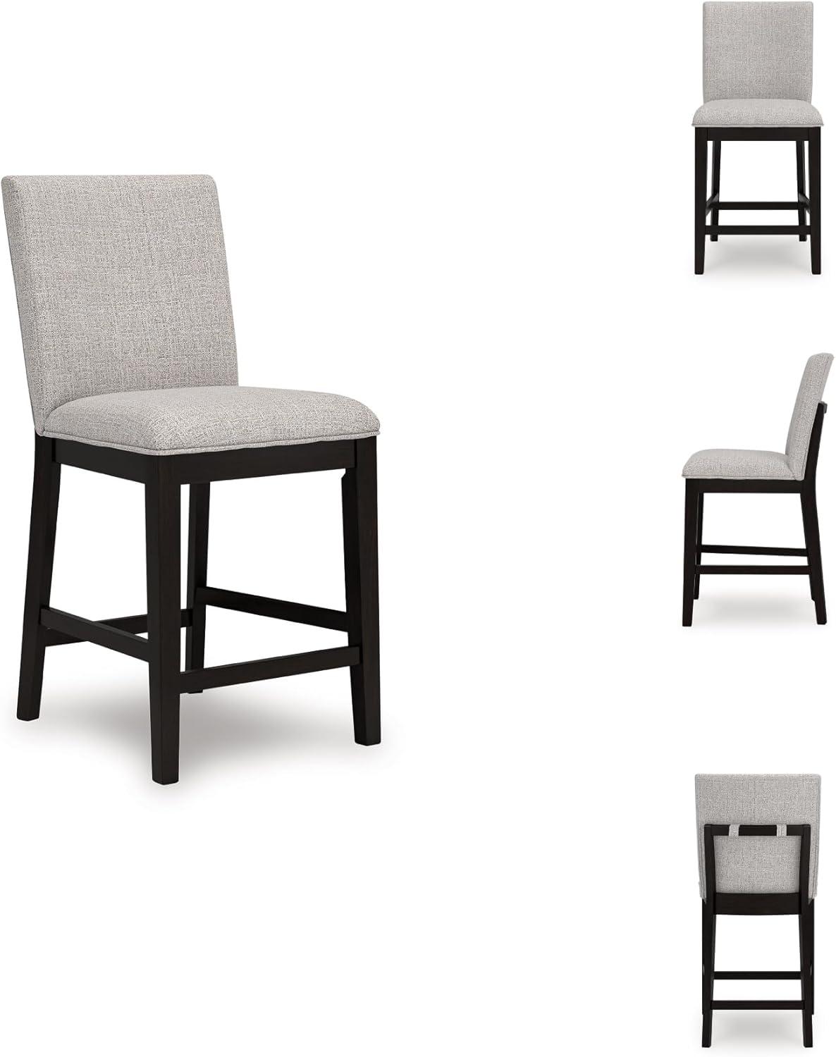 imageSignature Design by Ashley Neymorton Contemporary Counter Height Bar Stool with Foam Cushioned Seat Set of 2 Light Gray ampamp Black