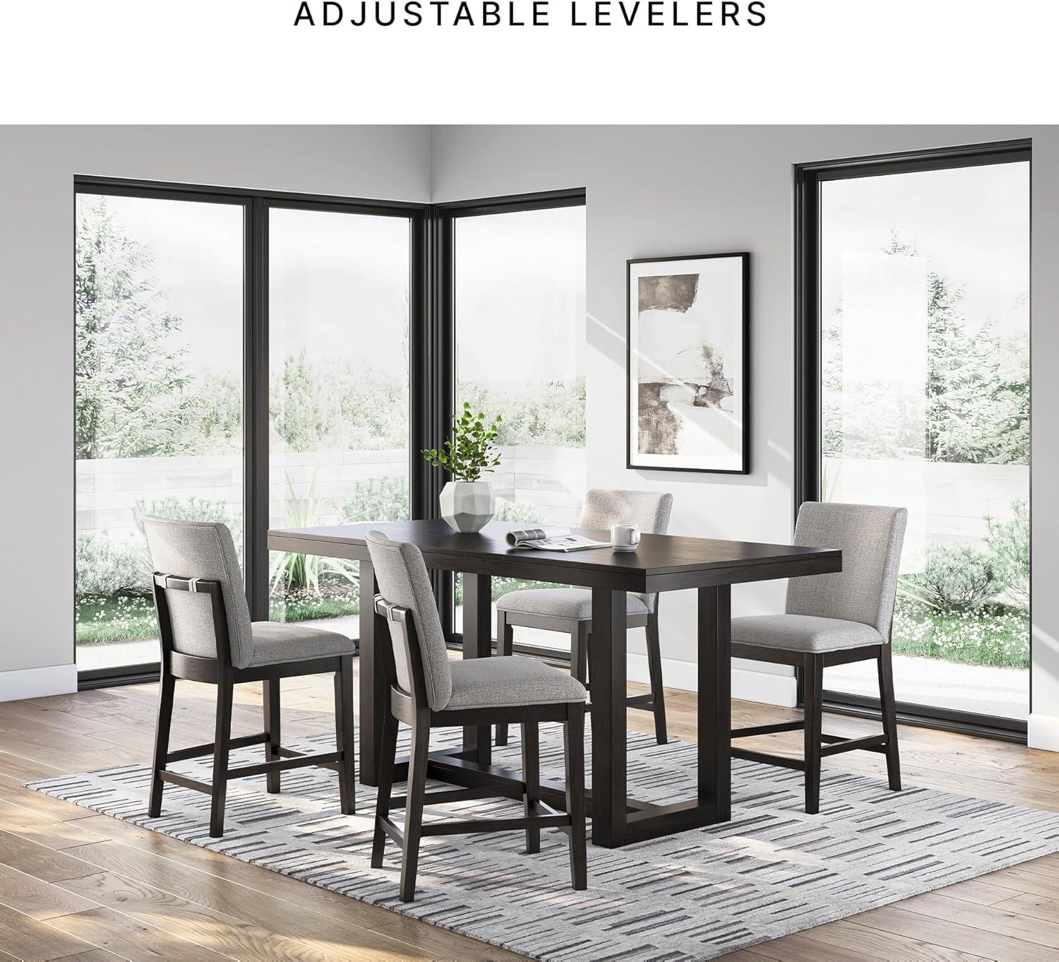 imageSignature Design by Ashley Neymorton Contemporary Counter Height Bar Stool with Foam Cushioned Seat Set of 2 Light Gray ampamp Black