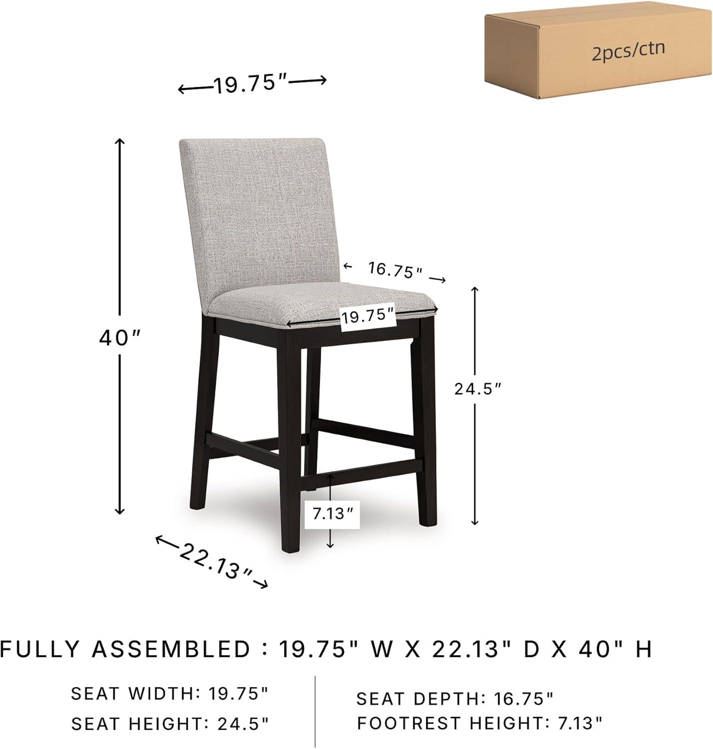 imageSignature Design by Ashley Neymorton Contemporary Counter Height Bar Stool with Foam Cushioned Seat Set of 2 Light Gray ampamp Black