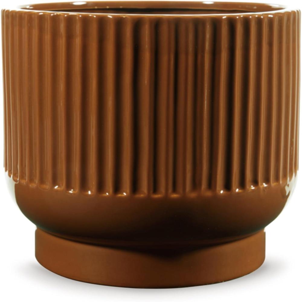 imageSignature Design by Ashley Avalyah Casual IndoorOutdoor 12quot Glazed Ceramic Tabletop Vase with Wide Mouth Dark Brown8