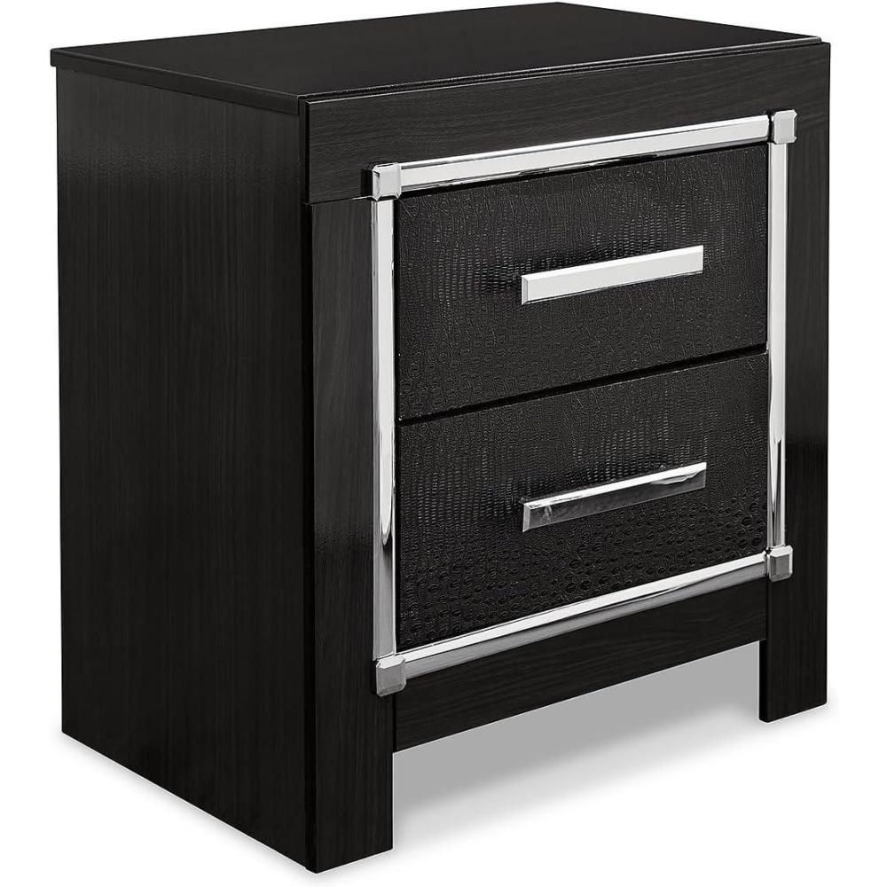 imageSignature Design by Ashley Blendon Farmhouse 2 Drawer Nightstand with FeltLined Top Drawer 2663quot Tall White ampamp Light BrownBlack