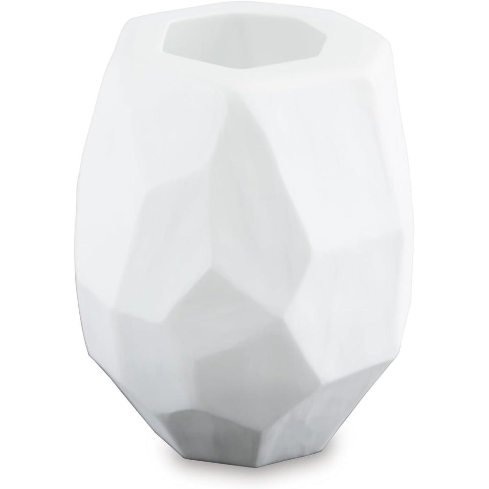 imageSignature Design by Ashley Karenton Coastal Indoor 7quot HandCarved Glass Tabletop Vase White10