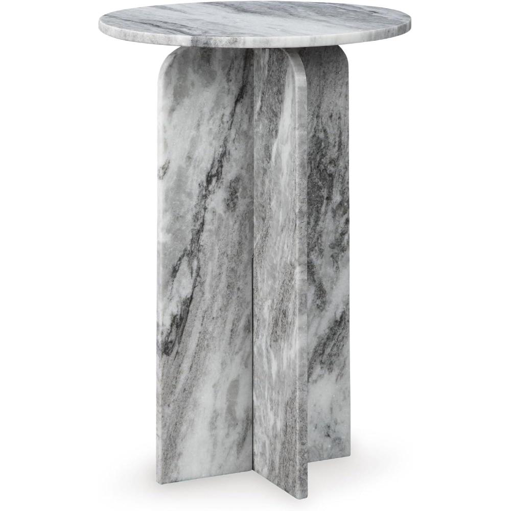 imageSignature Design by Ashley Keithwell Contemporary Marble Top Accent Table GrayCircle