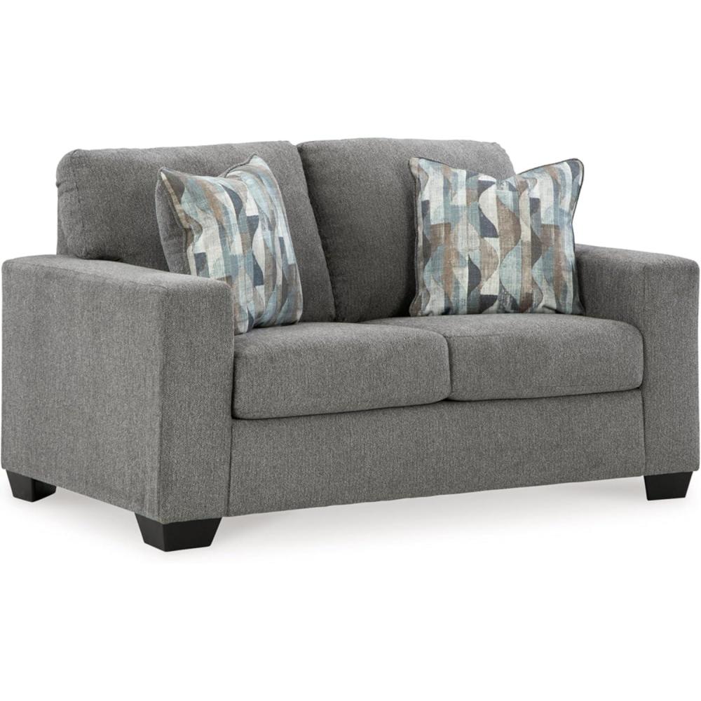 imageSignature Design by Ashley Maggie Contemporary Loveseat for Living Room Light BrownDark Gray