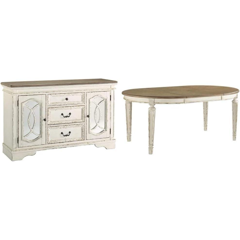 imageSignature Design by Ashley Realyn Dining Room Server Chipped White ampamp Design by Ashley Realyn Dining Room Extension Table Chipped White