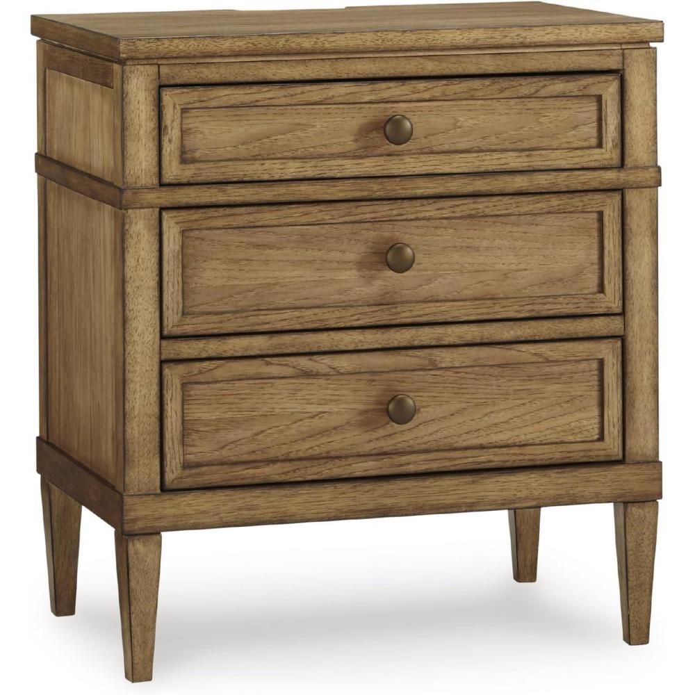 imageSignature Design by Ashley Sanginlane Farmhouse 2Drawer Nightstand for Bedroom Light BrownBrown