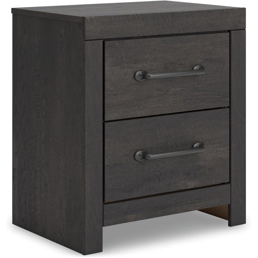imageSignature Design by Ashley Sanginlane Farmhouse 2Drawer Nightstand for Bedroom Light BrownDark Gray
