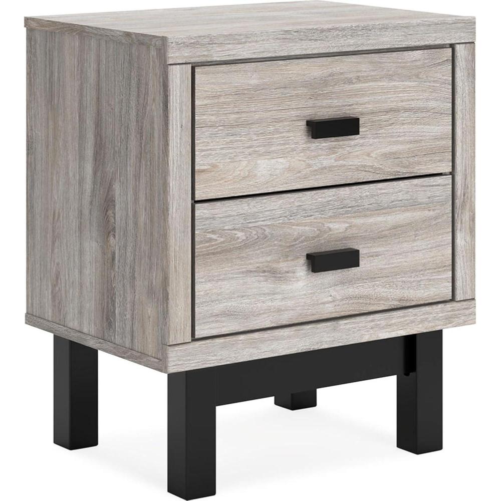 imageSignature Design by Ashley Sanginlane Farmhouse 2Drawer Nightstand for Bedroom Light BrownLight Gray