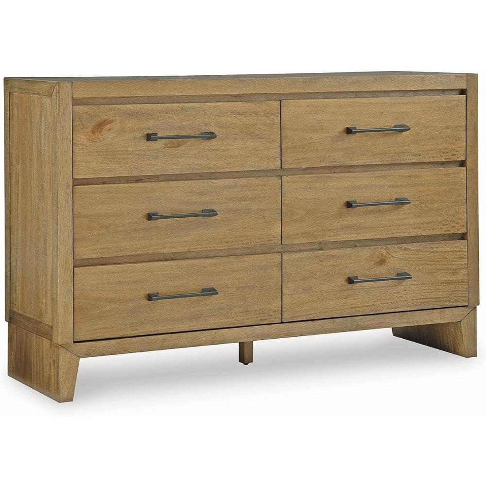 imageSignature Design by Ashley Sherbana Casual 6Drawer Dresser with Safety Stop and FeltLined Top Drawers Light Brown