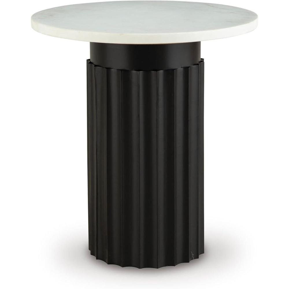 imageSignature Design by Ashley Wainstone Contemporary Accent Table wih Fluted Pedestal White ampamp Black