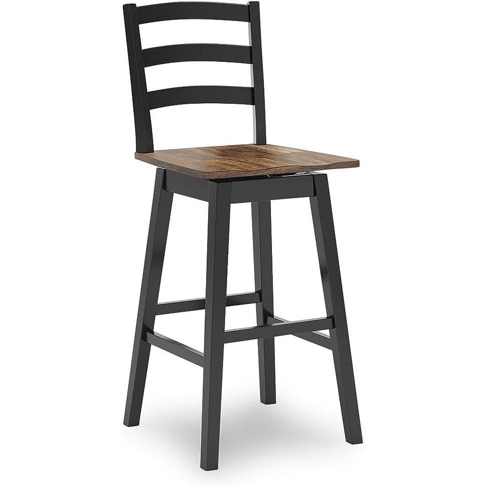 imageSignature Design by Ashley Wildenauer Modern Farmhouse 30 Swivel Bar Height Bar Stool with Contoured Seat Set of 2 Black ampamp Dark Brown