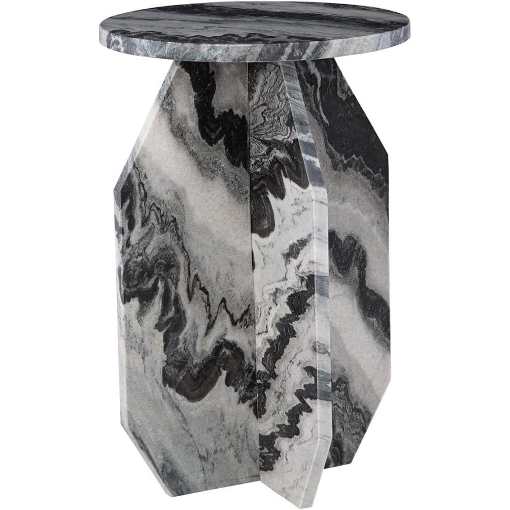 imageSignature Design by Ashley Wrenlane Contemporary Marble Accent Table Black ampamp WhiteBlackWhiteTaupe