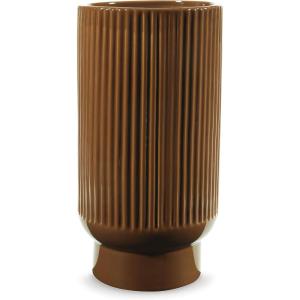 Signature Design by Ashley Avalyah Casual Indoor/Outdoor 12″ Glazed Ceramic Tabletop Vase with Wide Mouth, Dark Brown(12″)