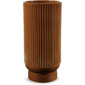 Signature Design by Ashley Avalyah Casual Indoor/Outdoor 12″ Glazed Ceramic Tabletop Vase with Wide Mouth, Dark Brown(15″)