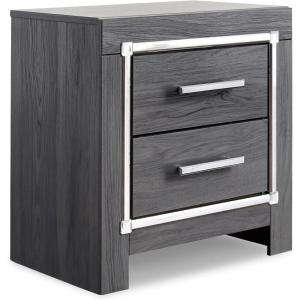Signature Design by Ashley Blendon Farmhouse 2 Drawer Nightstand with Felt-Lined Top Drawer, 26.63″ Tall, White & Light Brown(Grey)