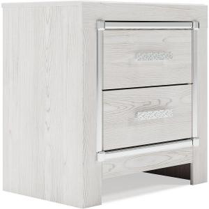 Signature Design by Ashley Blendon Farmhouse 2 Drawer Nightstand with Felt-Lined Top Drawer, 26.63″ Tall, White & Light Brown(White)