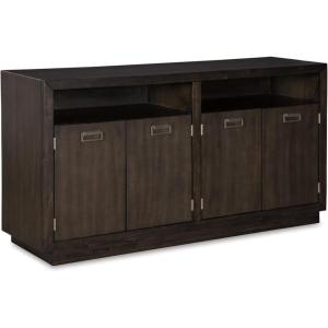 Signature Design by Ashley Hyndell 60.13″ Contemporary Dining Room Buffet Cabinet or Server, Dark Brown