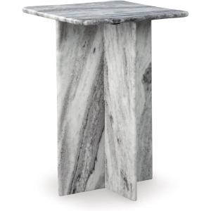 Signature Design by Ashley Keithwell Contemporary Marble Top Accent Table, Gray(Square)