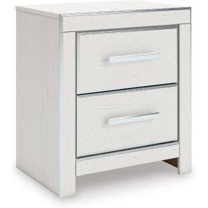 Signature Design by Ashley Ravalori Contemporary 2-Drawer Nightstand with Storage, USB Ports and Charging Station, White(White)