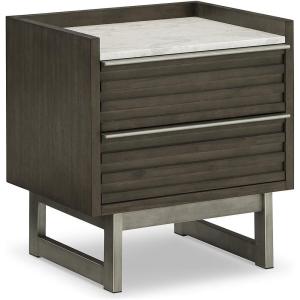Signature Design by Ashley Sanginlane Farmhouse 2-Drawer Nightstand for Bedroom, Light Brown(Grayish Brown/White)