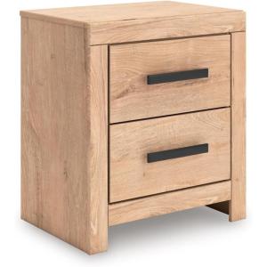 Signature Design by Ashley Sanginlane Farmhouse 2-Drawer Nightstand for Bedroom, Light Brown(Tan)