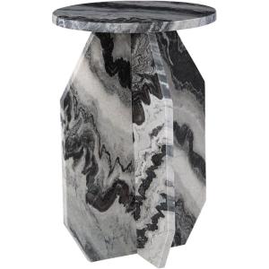 Signature Design by Ashley Wrenlane Contemporary Marble Accent Table, Black & White(Black/White/Taupe)