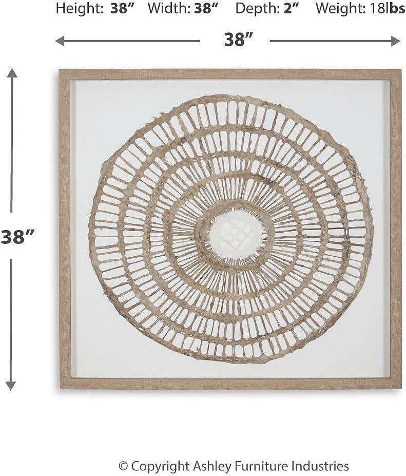 imageSignature Design by Ashley Brockham Bohemian Framed Geometric Wall Sculpture Tan ampamp White