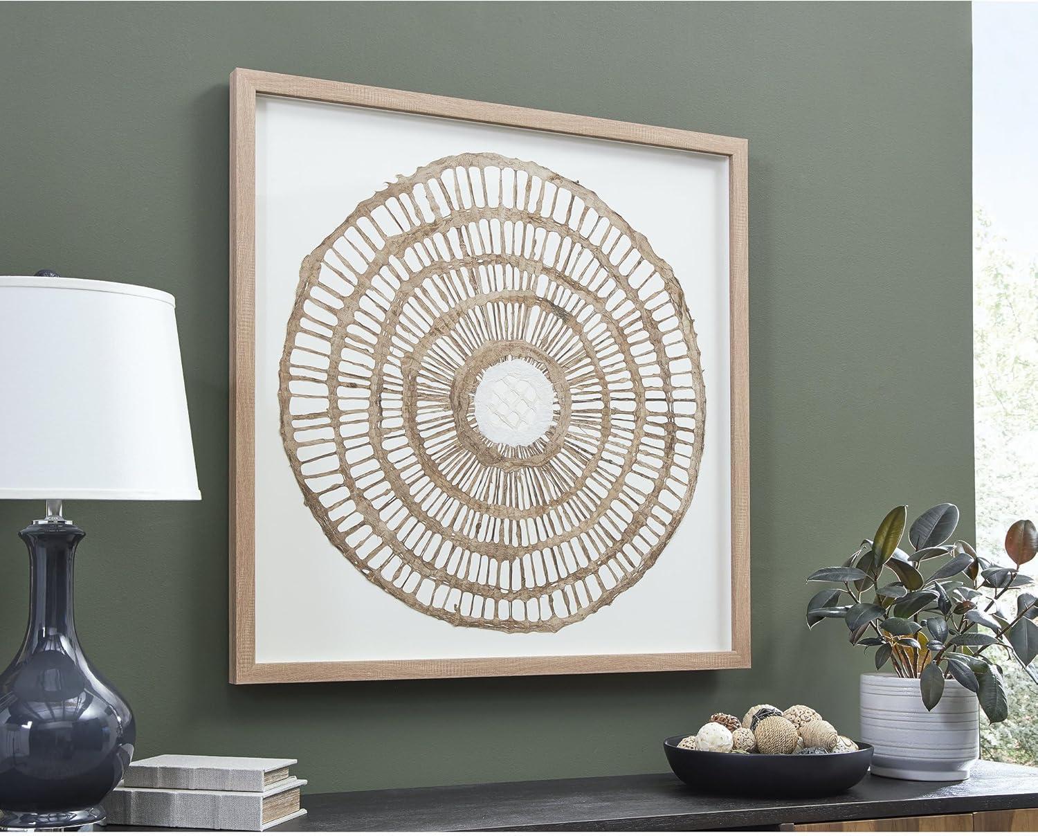 imageSignature Design by Ashley Brockham Bohemian Framed Geometric Wall Sculpture Tan ampamp White
