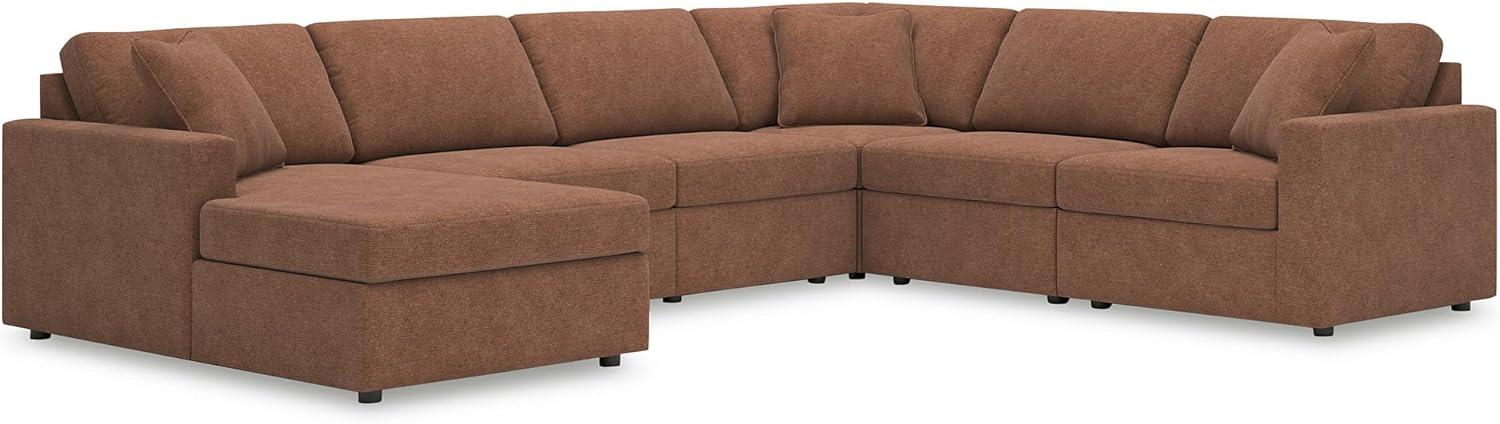 imageSignature Design by Ashley Contemporary Modmax Stain Resistant LShape RightArm Facing 6Piece Sectional with Reversible Cushion and Armrest Dark BlueBurnt Orange