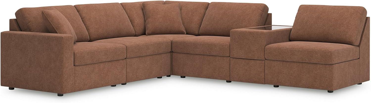 imageSignature Design by Ashley Contemporary Modmax Stain Resistant LShape RightArm Facing 6Piece Sectional with Reversible Cushion and Armrest Dark BlueBurnt Orange