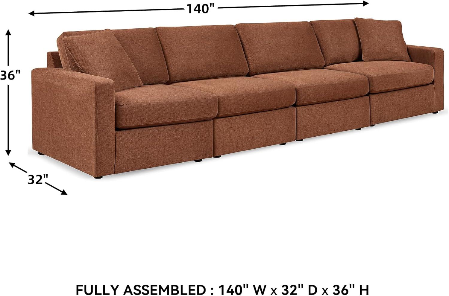 imageSignature Design by Ashley Contemporary Modmax Stain Resistant LShape RightArm Facing 6Piece Sectional with Reversible Cushion and Armrest Dark BlueBurnt Orange