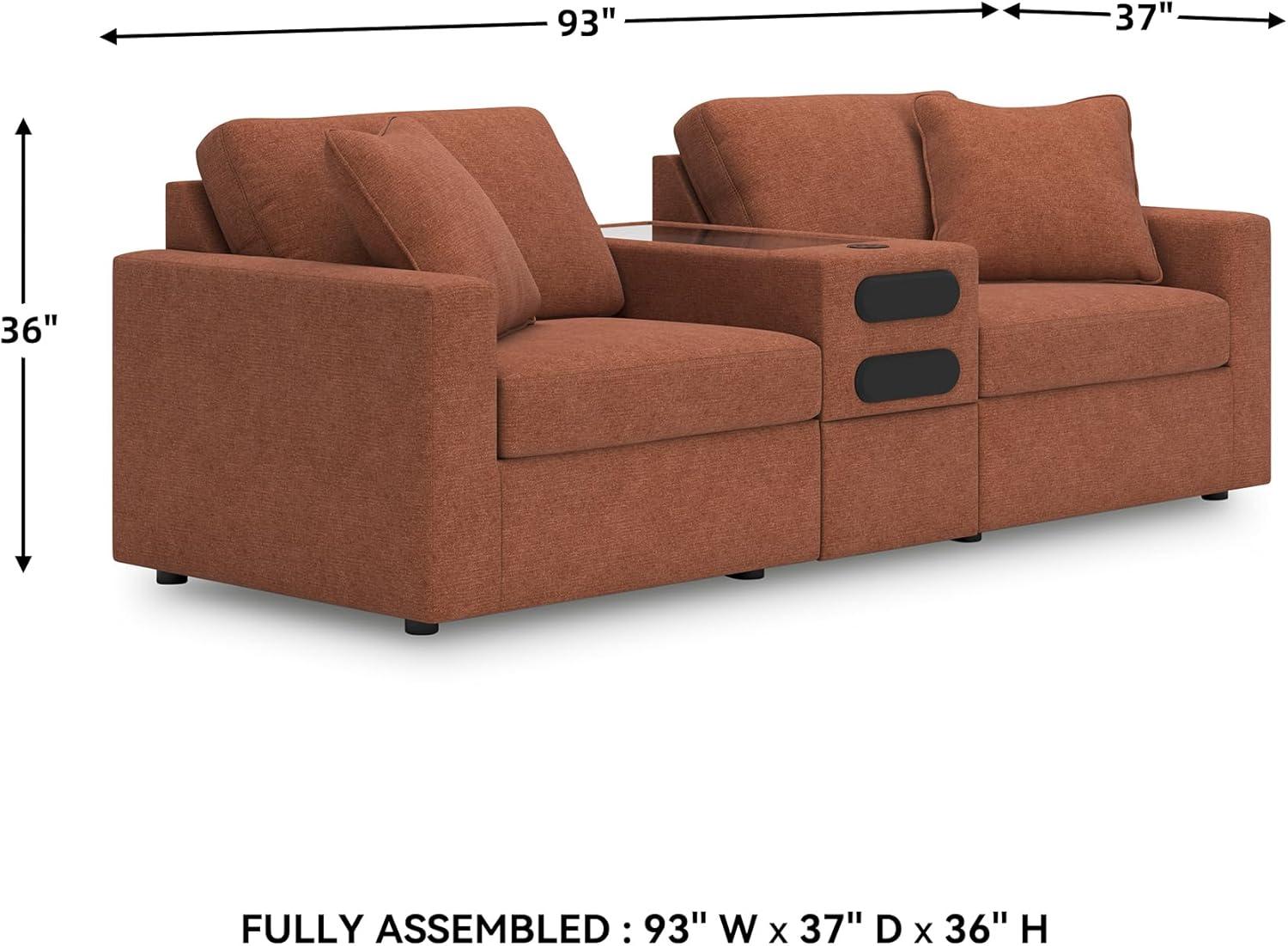imageSignature Design by Ashley Contemporary Modmax Stain Resistant LShape RightArm Facing 6Piece Sectional with Reversible Cushion and Armrest Dark BlueBurnt Orange