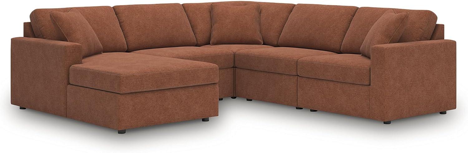 imageSignature Design by Ashley Contemporary Modmax Stain Resistant LShape RightArm Facing 6Piece Sectional with Reversible Cushion and Armrest Dark BlueBurnt Orange