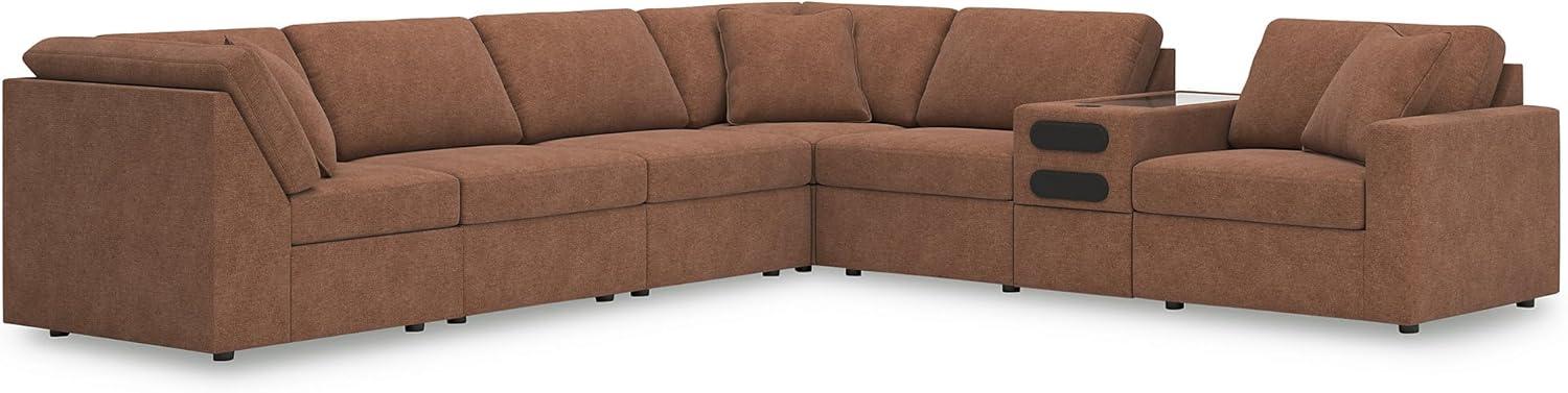 imageSignature Design by Ashley Contemporary Modmax Stain Resistant LShape RightArm Facing 6Piece Sectional with Reversible Cushion and Armrest Dark BlueBurnt Orange