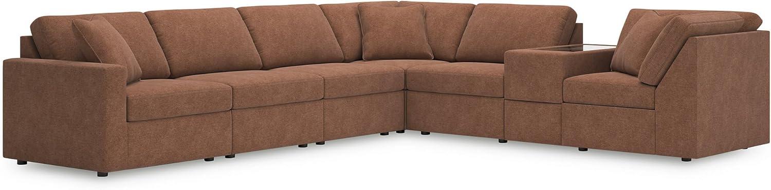 imageSignature Design by Ashley Contemporary Modmax Stain Resistant LShape RightArm Facing 6Piece Sectional with Reversible Cushion and Armrest Dark BlueBurnt Orange