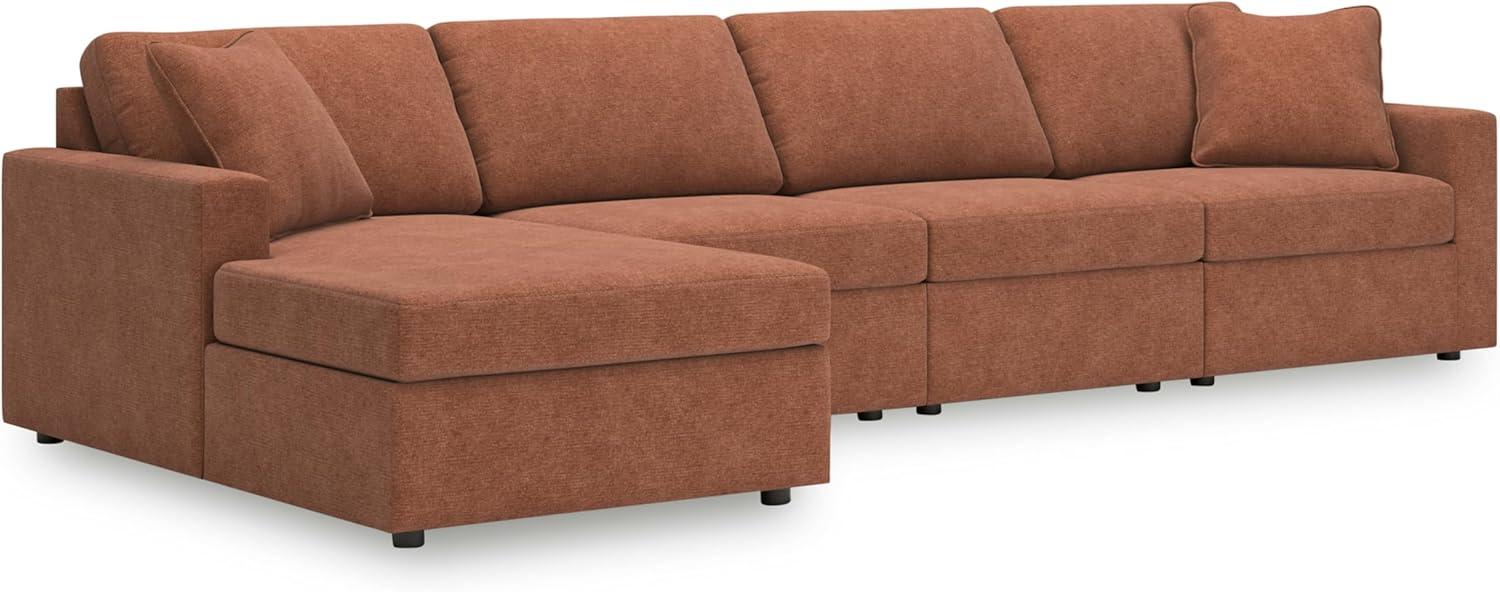 imageSignature Design by Ashley Contemporary Modmax Stain Resistant LShape RightArm Facing 6Piece Sectional with Reversible Cushion and Armrest Dark BlueBurnt Orange