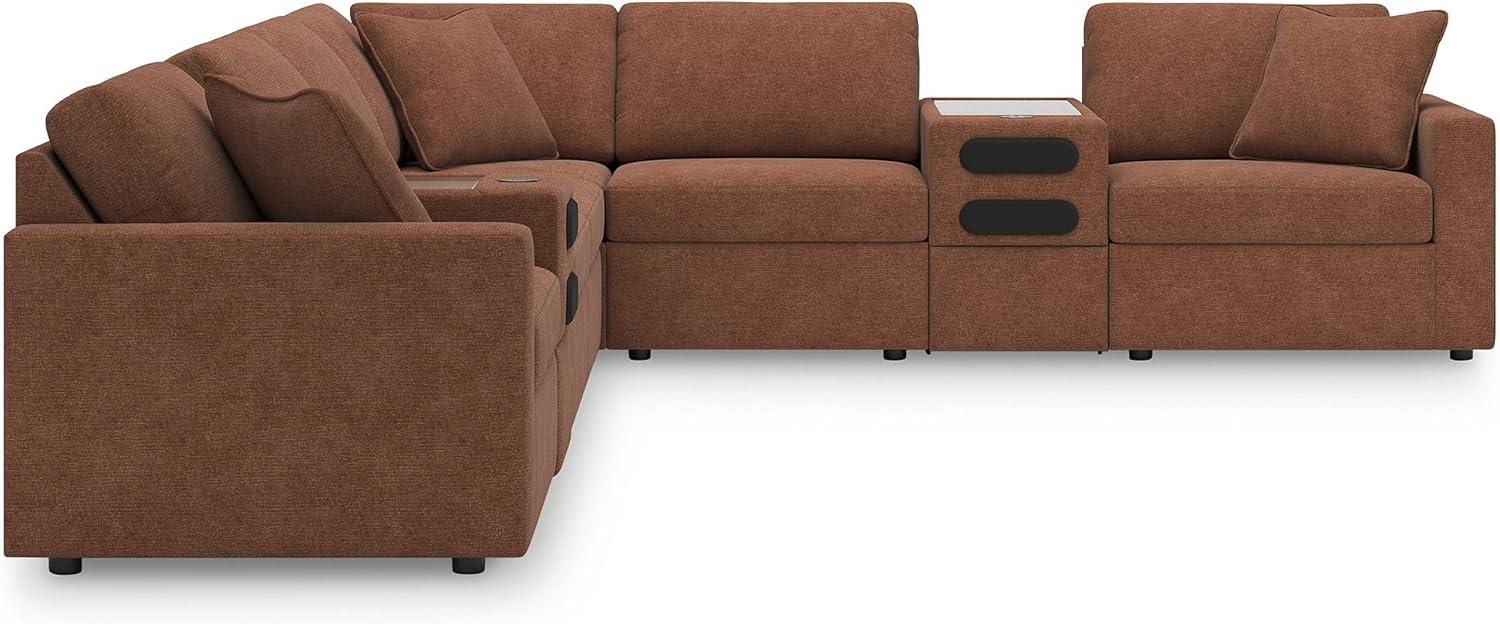 imageSignature Design by Ashley Contemporary Modmax Stain Resistant LShape RightArm Facing 6Piece Sectional with Reversible Cushion and Armrest Dark BlueBurnt Orange