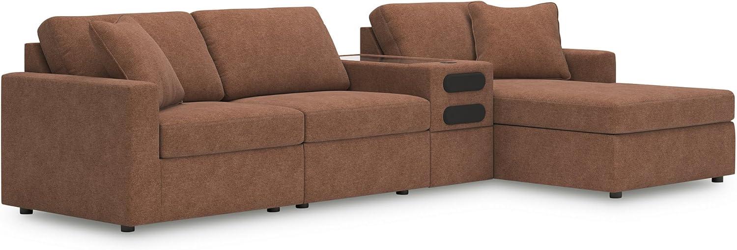 imageSignature Design by Ashley Contemporary Modmax Stain Resistant LShape RightArm Facing 6Piece Sectional with Reversible Cushion and Armrest Dark BlueBurnt Orange