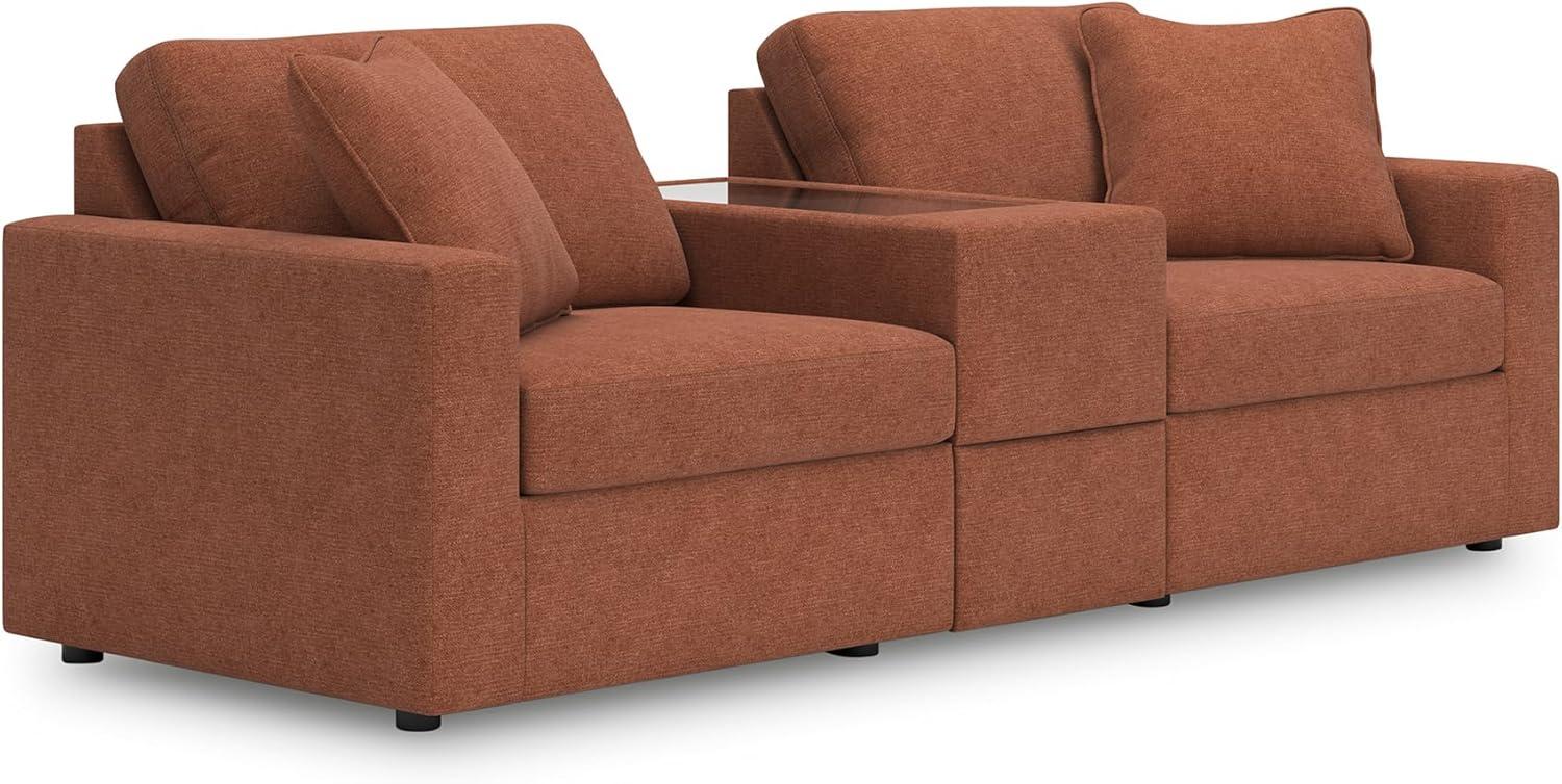 imageSignature Design by Ashley Contemporary Modmax Stain Resistant LShape RightArm Facing 6Piece Sectional with Reversible Cushion and Armrest Dark BlueBurnt Orange