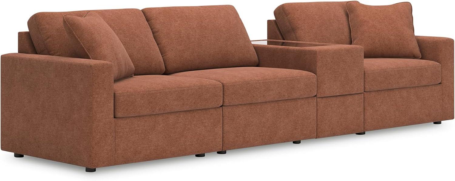 imageSignature Design by Ashley Contemporary Modmax Stain Resistant LShape RightArm Facing 6Piece Sectional with Reversible Cushion and Armrest Dark BlueBurnt Orange