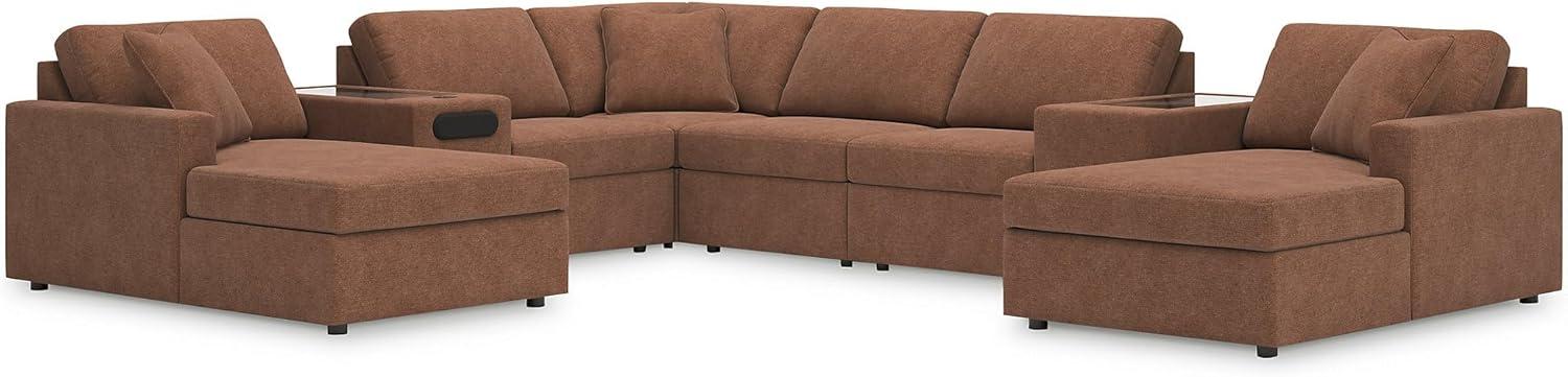 imageSignature Design by Ashley Contemporary Modmax Stain Resistant LShape RightArm Facing 6Piece Sectional with Reversible Cushion and Armrest Dark BlueBurnt Orange